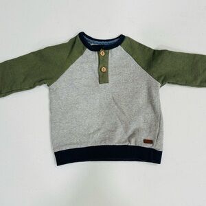 7 For All Mankind Olive and Heather Gray Kids Pullover Top, 12 Month